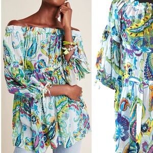 Maeve Frankie Off Shoulder Paisley Blouse Top S Anthropologie vacation